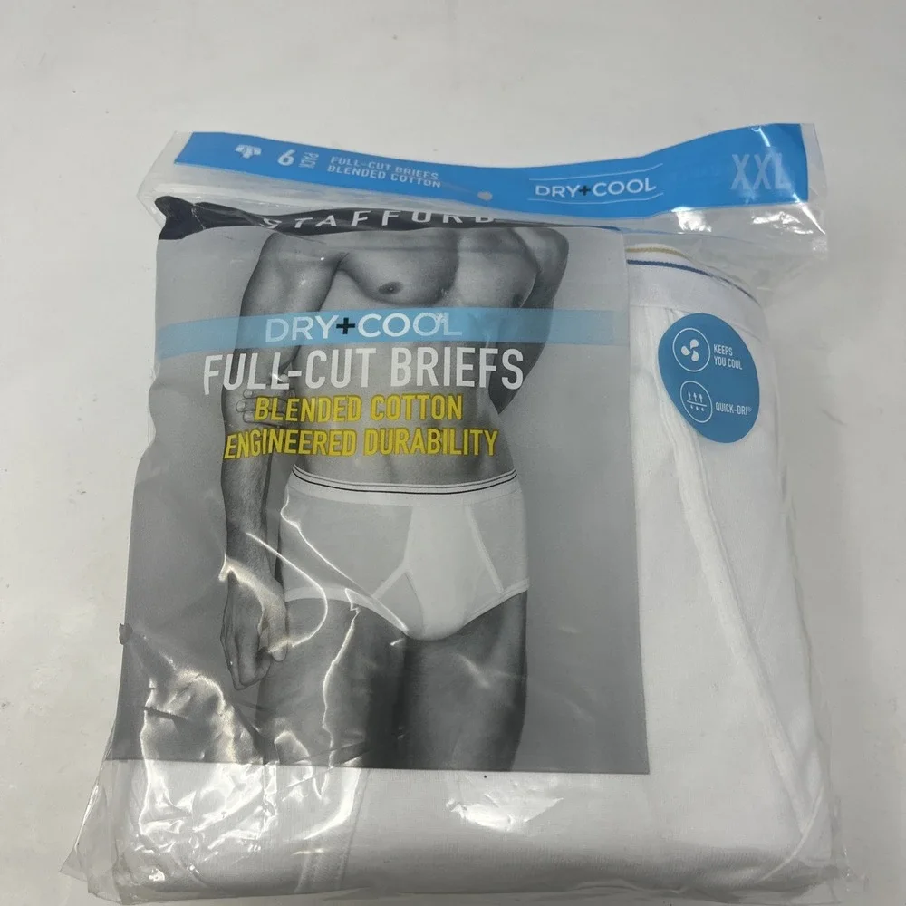 Stafford Full Cut Briefs Men's Sz XXL Dry & Cool Quick Dry 6 pack Underwear NWT